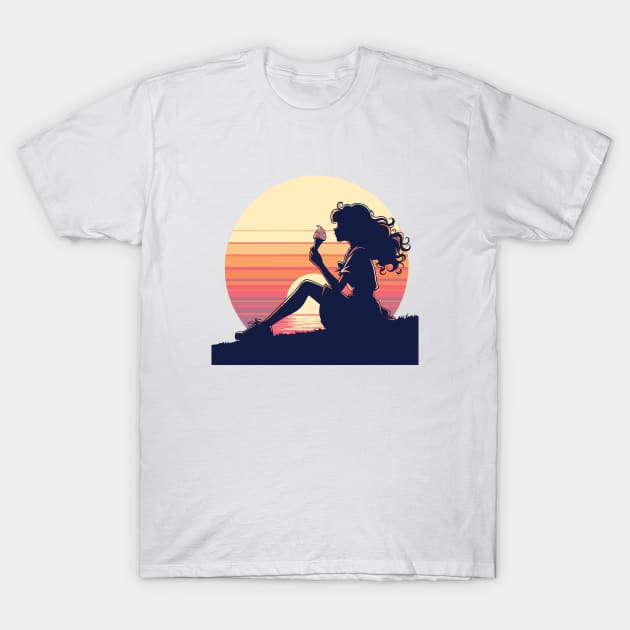 Sunset Dreams Ice Cream - Silhouette Art T-Shirt by Ceiko